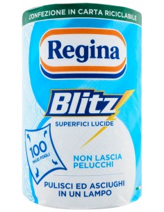 Regina Blitz Carta Multiuso 100 Maxi Fogli - Pulisci Ed Asciughi In Un Lampo